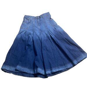 SOFT SURROUNDINGS Wm’s Sz Med Petite  Blue Ombre Modest Pleated Denim Maxi Skirt